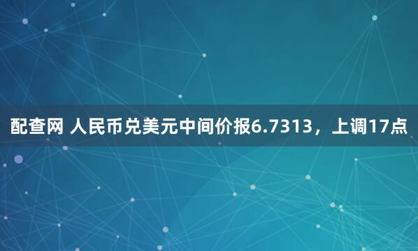 配查网 人民币兑美元中间价报6.7313，上调17点